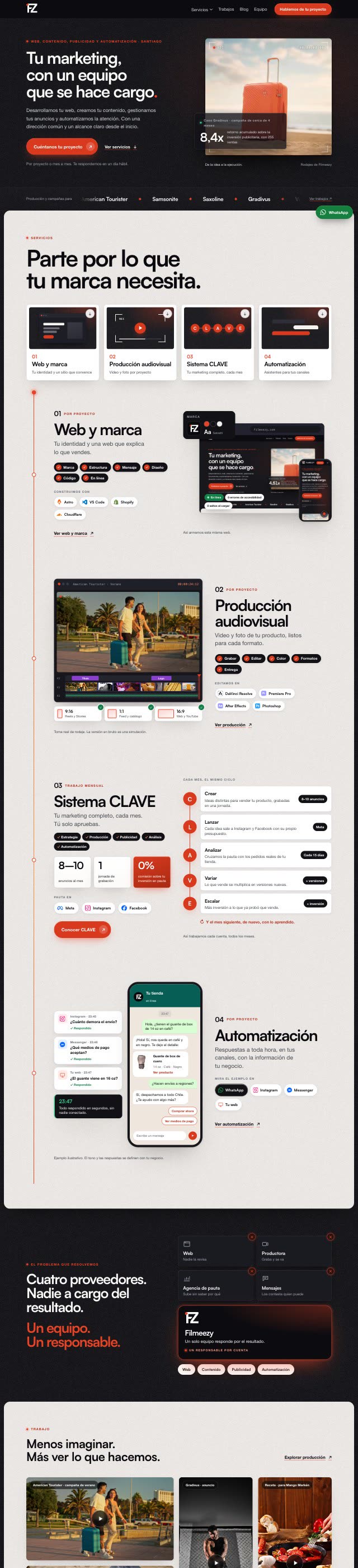 Portada y secciones de filmeezy.com en un notebook
